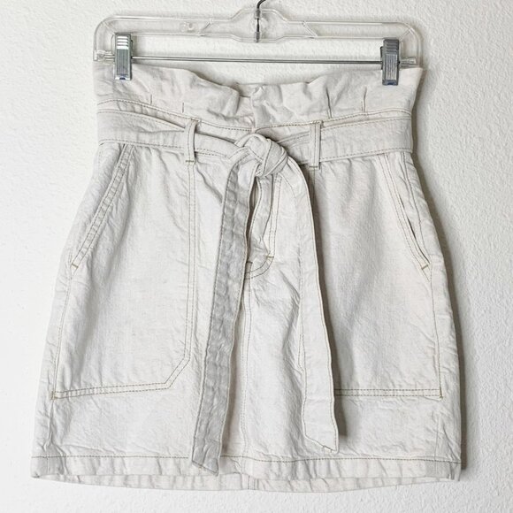 Free People Splendor In The Grass High-Waisted Denim Skirt Linen Blend Size 2 - Picture 2 of 10
